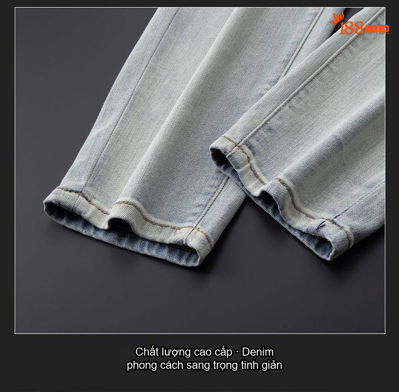 Quần Jean Dáng Suông Nam Cotton Cao Cấp Màu Đen, Xám... chi tiết 13