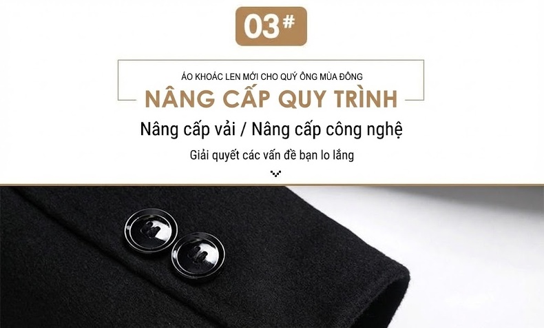 Áo Khoác Dạ Nam Dáng Dài Vừa Cổ Lông Tháo Rời Lót Lông Dày Dặn Màu Đen, Xám, Nâu, Xanh Navy chi tiết 9