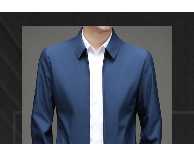 Áo Khoác Nam Cổ Bẻ Khóa Kéo Phong Cách Doanh Nhân Trung Niên Màu Xanh Navy, Be, Xanh Dương, Xám, Đen chi tiết 1