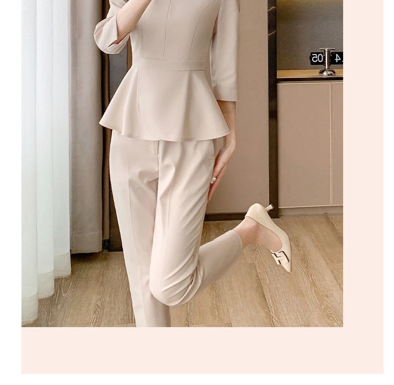 Bộ Vest Công Sở Nữ Tay Lỡ Thiết Kế Peplum Thanh Lịch Màu Be, Đen, Xanh Navy chi tiết 19