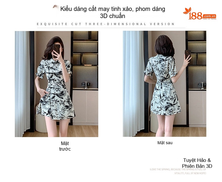 Set Bộ Áo và Quần Short Nữ In Họa Tiết Phong Cách Trung Hoa Cách Tân chi tiết 5