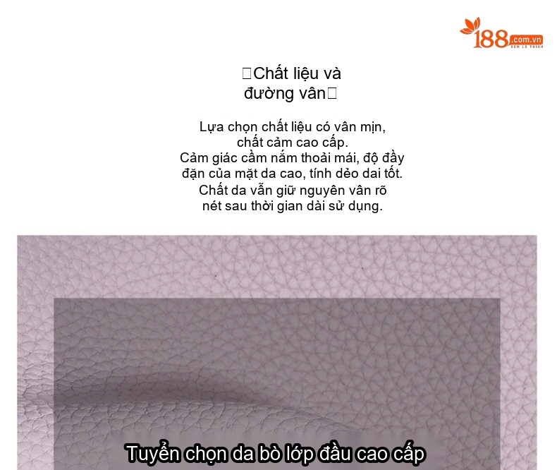 Túi Đeo Vai/Đeo Chéo Nữ Da Thật Thiết Kế Tối Giản Màu Tím Lavender, Xám Taupe, Xanh Navy... chi tiết 12