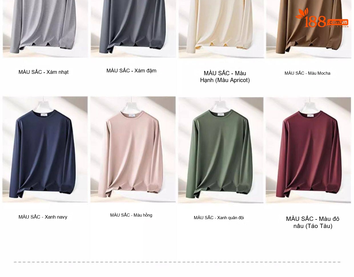 Áo Thun Dài Tay Nam Modal Cổ Tròn Màu Trắng, Xám, Đen, Xanh chi tiết 15
