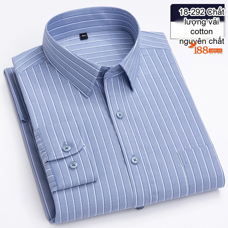 Áo Sơ Mi Dài Tay Nam Cotton Họa Tiết Kẻ Sọc Nhỏ Phong Cách Casual