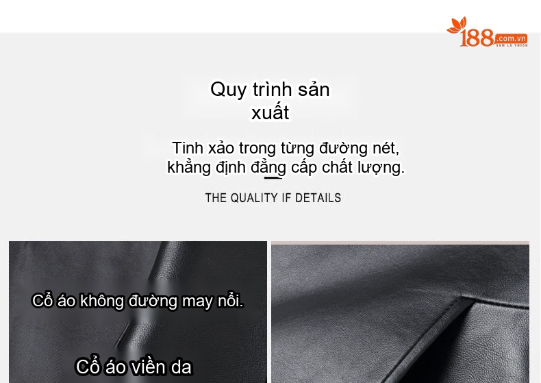 Áo Khoác Da Nam Da Cừu Thật Cổ Bẻ Khóa Kéo Lót Dày Dặn Màu Đen chi tiết 4