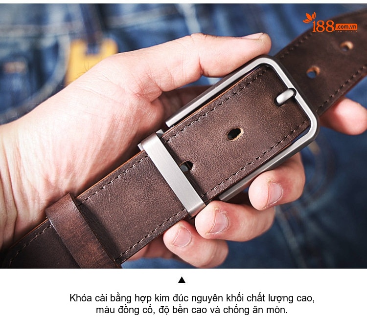 Thắt Lưng Nam Da Bò Khóa Hợp Kim Phong Cách Retro Màu Nâu, Đen, Vàng... chi tiết 18