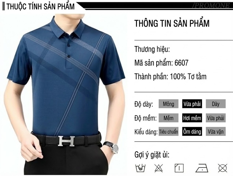 Áo Thun Polo Nam Lụa Tơ Tằm Họa Tiết Sọc Ngắn Tay Phong Cách Doanh Nhân Màu Nâu, Xanh Navy, Đen, Xanh Da Trời... chi tiết 6