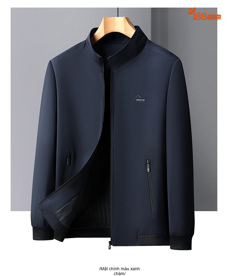 Áo Khoác Bomber Nam Cổ Trụ Thêu Họa Tiết Mỏng Nhẹ Màu Đen, Xanh Navy chi tiết 19
