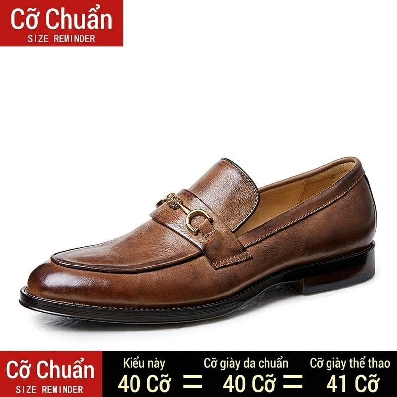 Giày Lười Nam Da Thật Cao Cấp Chiều Cao Đế Khoảng 3cm Màu Đen, Nâu