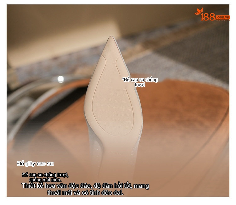 Giày Cao Gót Nữ Mũi Nhọn Gradient Bề Mặt Lấp Lánh Chiều Cao Đế 6cm Màu Bạc chi tiết 10