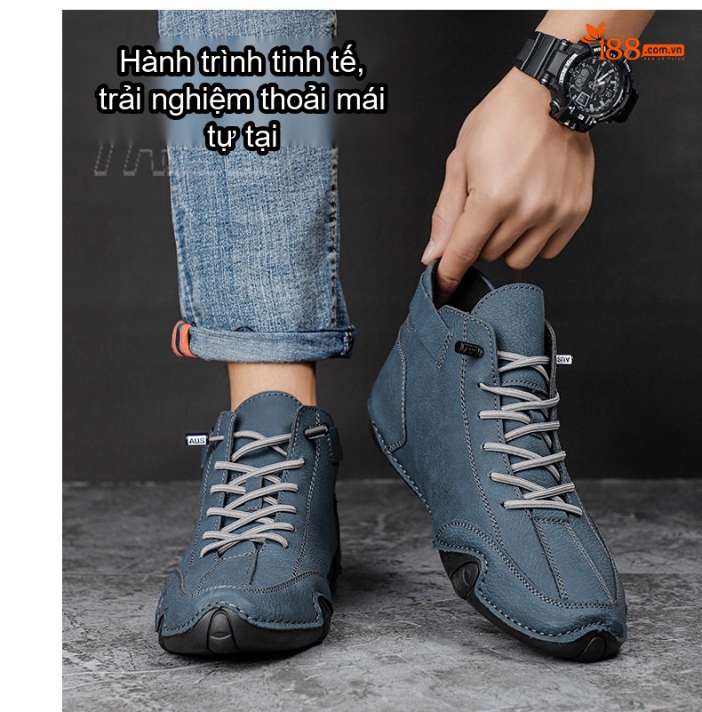 Giày Martin Nam Cổ Cao Da Mờ Chiều Cao Đế Khoảng 3cm Màu Nâu, Xám, Đen chi tiết 3