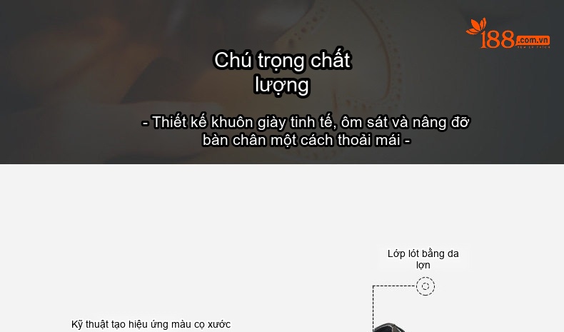 Giày Tây Buộc Dây Nam Da Bò Chiều Cao Đế Khoảng 3cm Màu Đen, Nâu chi tiết 4