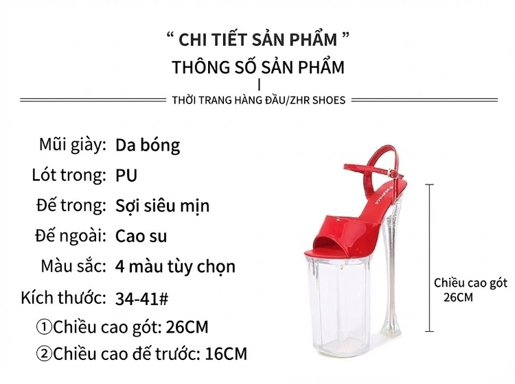Giày Sandal Cao Gót Nữ Hở Ngón Quai Mảnh Đính Đá Gót Cao 10cm - 12cm Màu Đen, Đỏ, Trắng, Bạc... chi tiết 2