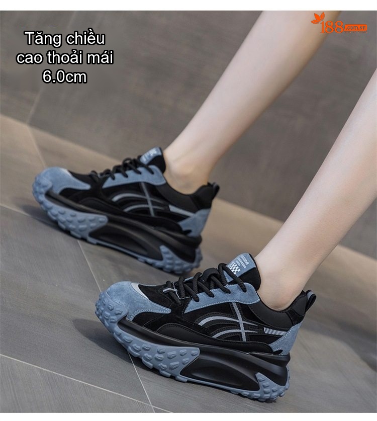 Giày Thể Thao Nữ Đế Dày Thời Trang Chiều Cao Đế Khoảng 5cm Màu Đen, Trắng, Nâu, Xám chi tiết 7