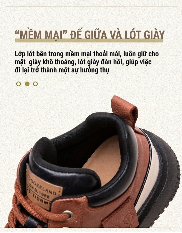 Giày Cao Cổ Nữ Da Bò Đế Bánh Mì Chiều Cao Đế Khoảng 5cm Màu Nâu, Đen, Kem chi tiết 6