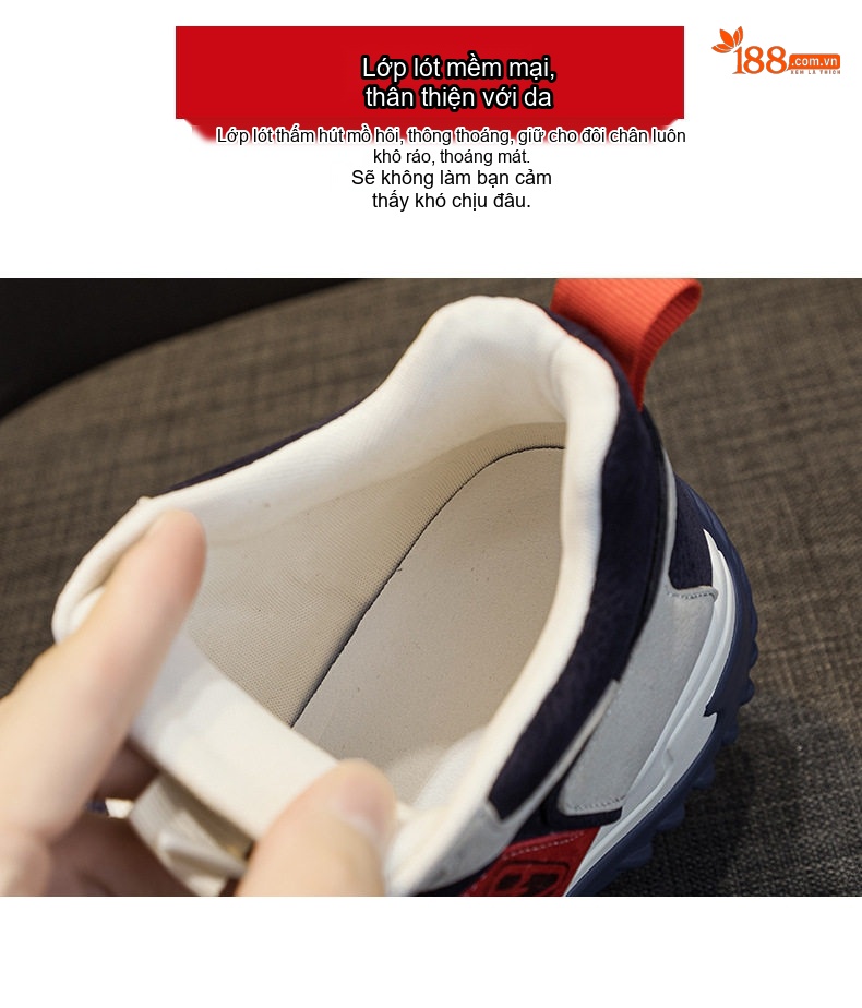 Giày Sneaker Nữ Đế Dày Chiều Cao Đế Khoảng 5cm Phong Cách Hàn Quốc Màu Trắng, Xanh Navy, Đỏ... chi tiết 12