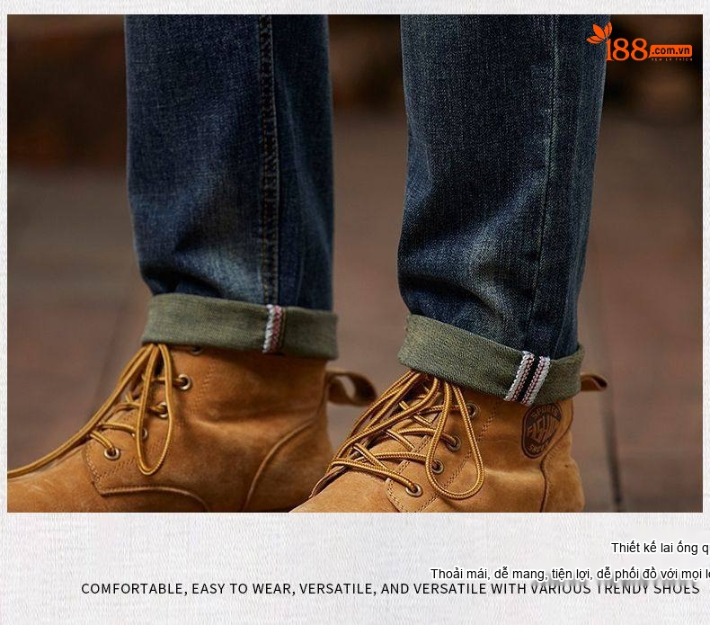 Quần Jean Nam Cotton Dáng Ôm Vừa Vặn Màu Xanh Denim chi tiết 20