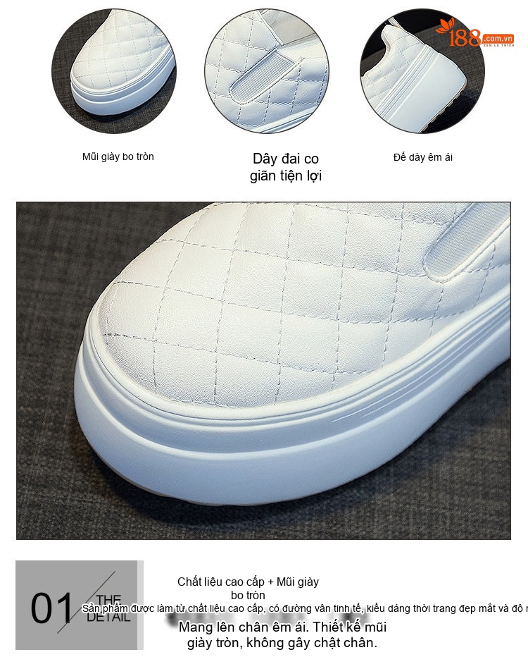 Giày Lười Nữ Da Bóng Chiều Cao Đế 8cm Màu Đen, Trắng chi tiết 6