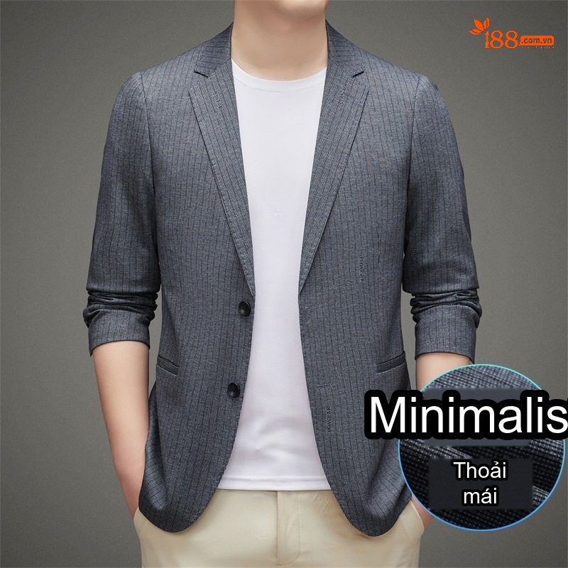 Áo Vest Nam Mỏng Dáng Ôm Phong Cách Hàn Quốc Họa Tiết Sọc Màu Xám