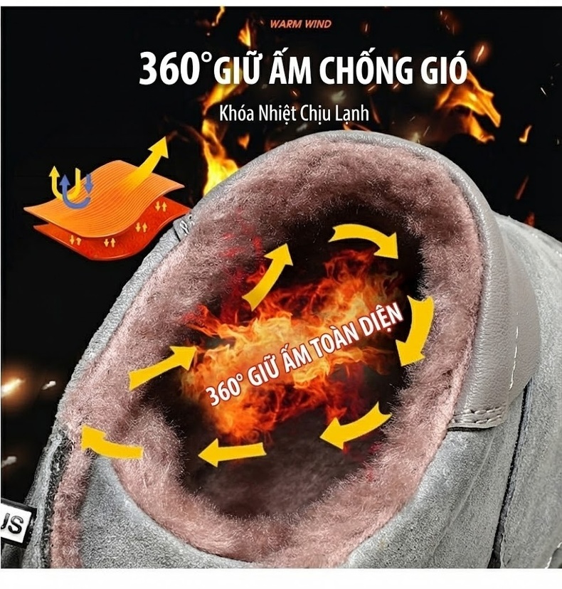 Giày Martin Cao Cổ Nam Da Thật Phong Cách Outdoor Chiều Cao Đế Khoảng 3cm Màu Đen, Xám chi tiết 4