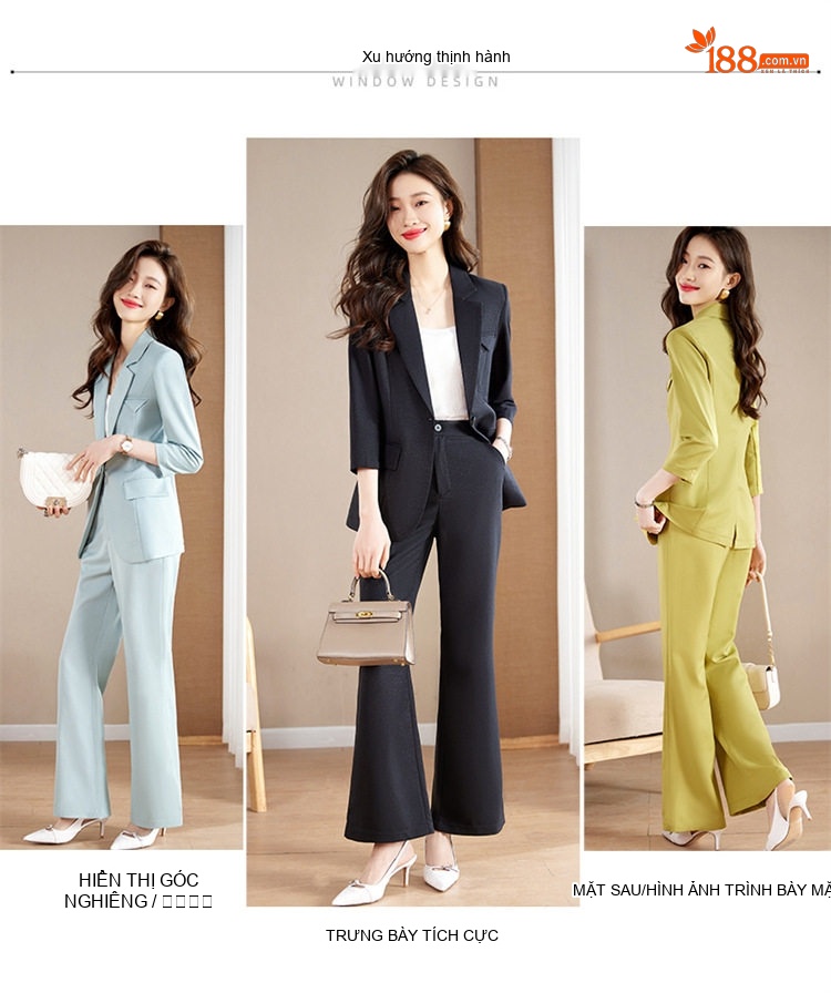 Áo Khoác Blazer Nữ Tay Lỡ Phong Cách Hàn Quốc Màu Xanh Nhạt, Vàng, Đen chi tiết 3