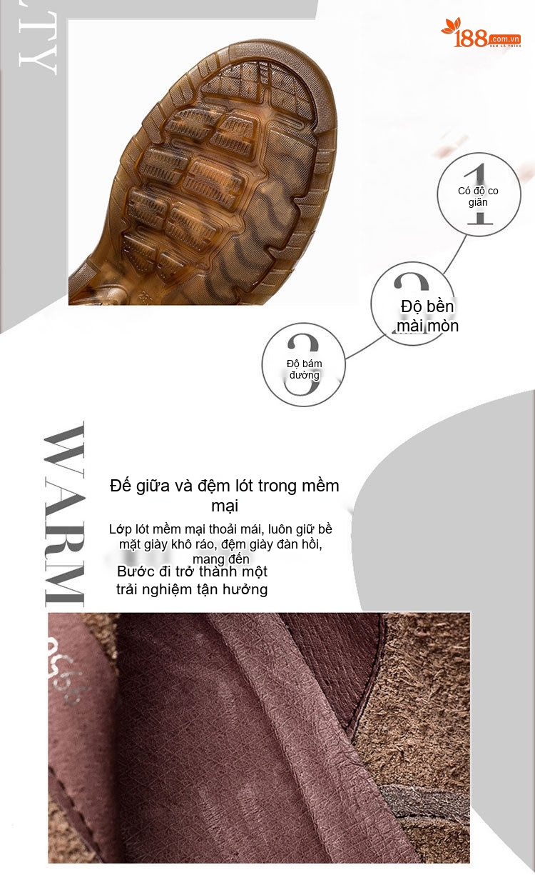 Boot Martin Nữ Da Bò Cổ Thấp Buộc Dây Chiều Cao Đế Khoảng 3.5cm Màu Đen, Nâu chi tiết 5