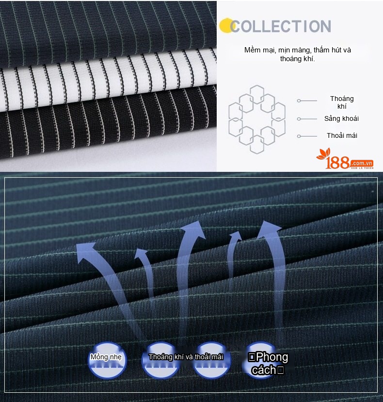 Áo Polo Nam Trung Niên Cổ Bẻ Họa Tiết Sọc Ngắn Tay Chất liệu Ice Silk Không Nhăn Màu Xám, Trắng, Xanh Đen... chi tiết 3