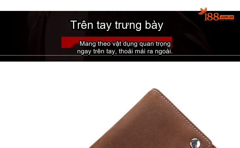 Ví Dài Nam Da Bò Lớp Đầu Masiwei Khóa Kéo Có Dây Xích Màu Nâu, Đen chi tiết 14