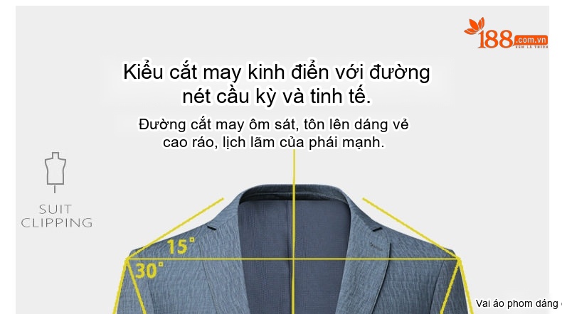 Áo Vest/Blazer Nam Thu Đông Hoạ Tiết Gợn Sóng Ôm Dáng Màu Xanh chi tiết 5