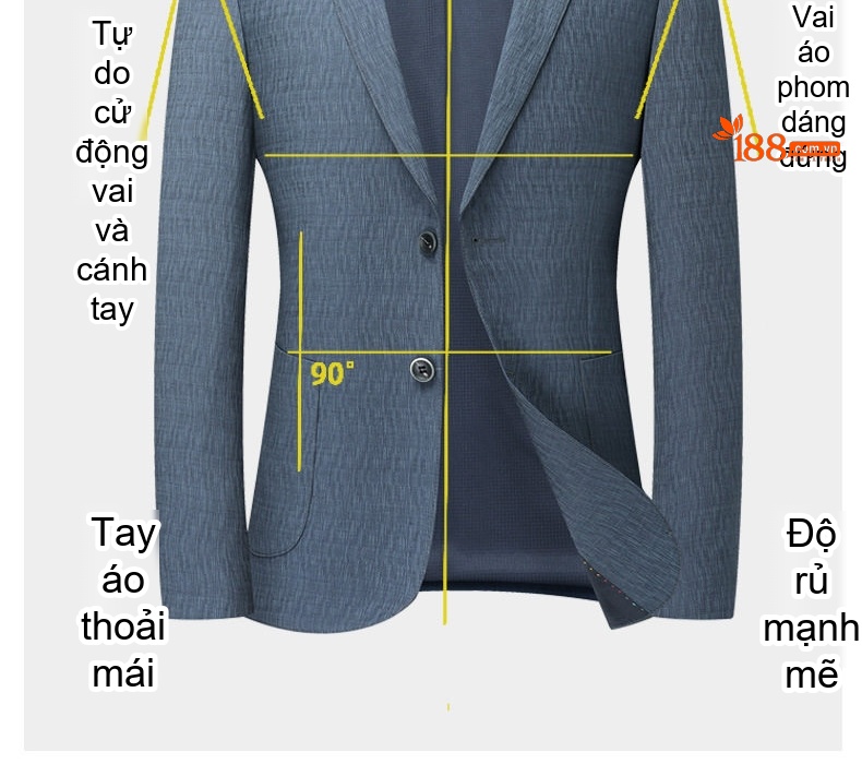Áo Vest/Blazer Nam Thu Đông Hoạ Tiết Gợn Sóng Ôm Dáng Màu Xanh chi tiết 6