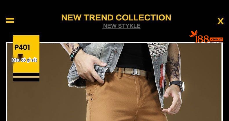 Quần Dài Nam Ống Đứng Cotton Dáng Rộng Khaki, Đen chi tiết 1