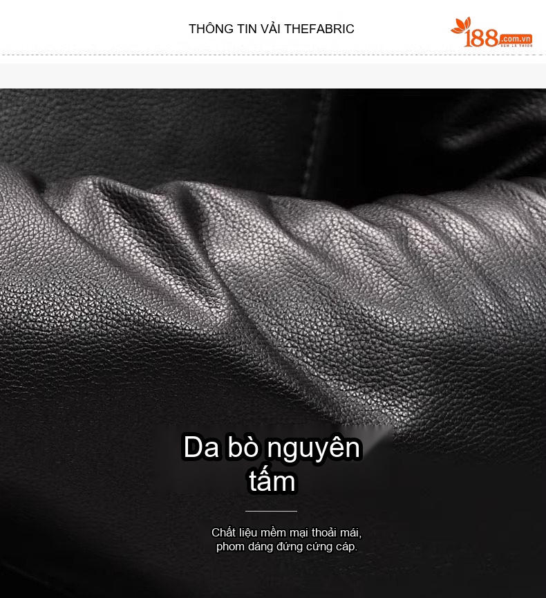 Áo Khoác Da Bò Nam Cổ Lông Lót Lông Dày Dặn Màu Đen chi tiết 3