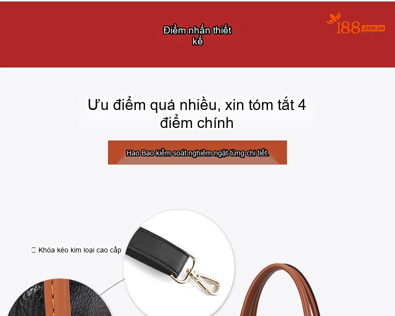 Túi Xách Tay Nữ Da Bò Thời Trang Công Sở Dung Tích Lớn Màu Đen, Nâu, Đỏ chi tiết 7