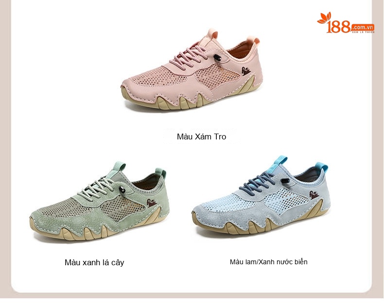 Giày Thể Thao Lưới Thoáng Khí Nam Nữ Size Lớn Outdoor Chiều Cao Đế Khoảng 2cm Màu Hồng, Xanh Lá, Xanh Dương chi tiết 5