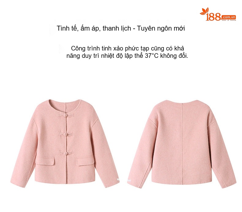 Áo Khoác Tiểu Thư Ngắn Tay Lỡ Màu Hồng, Xám, Vàng Be chi tiết 7
