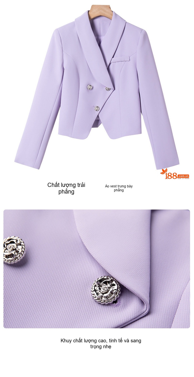 Bộ Vest Nữ Quần Ống Rộng Công Sở Cao Cấp Màu Đen, Tím, Cam, Xanh Lá chi tiết 12