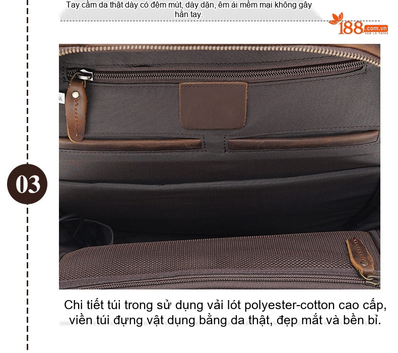 Balo Da Thật Nam Đa Năng Phong Cách Retro Túi Đựng Laptop USB Da Bò Sáp Màu Nâu chi tiết 22