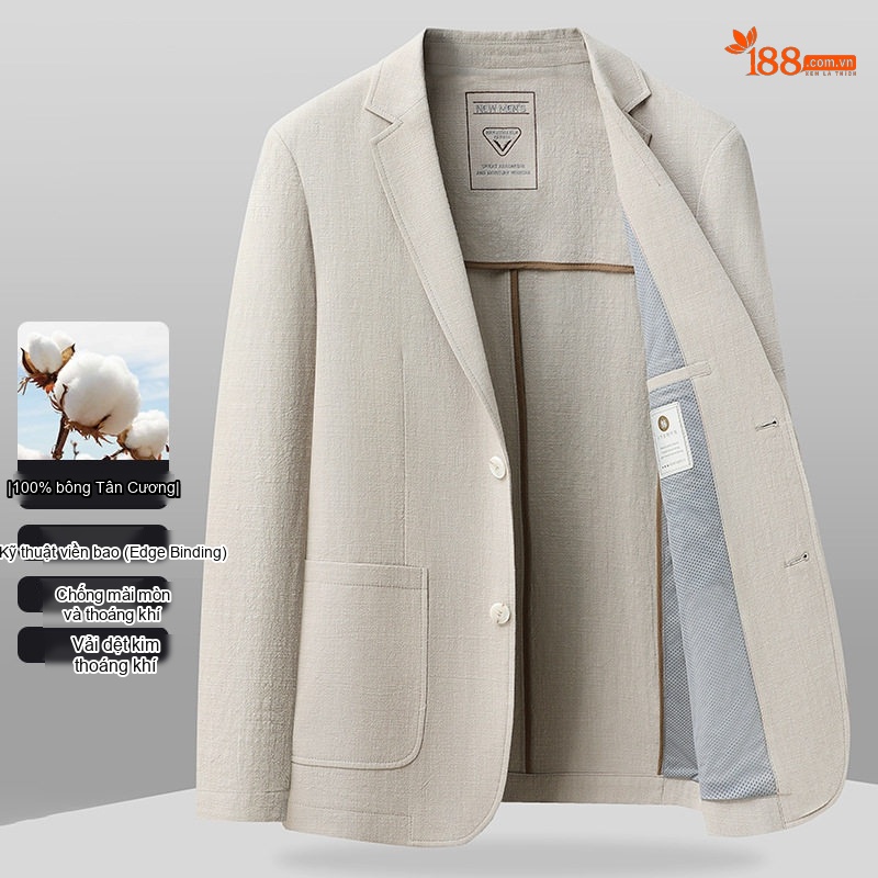 Áo Vest Blazer Nam Cotton Mát Mẻ Phong Cách Casual Màu Nâu, Xanh, Đen, Kem...