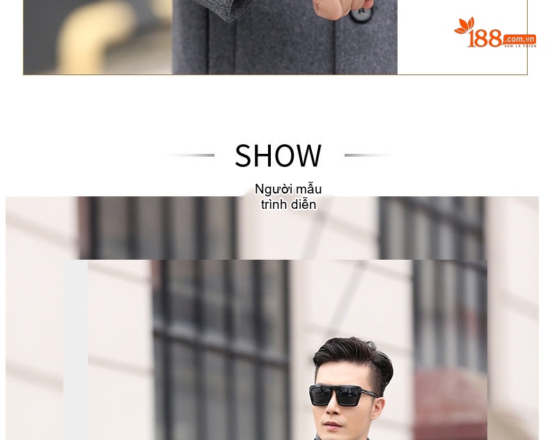 Áo Khoác Dạ Nam Dáng Dài Business Casual Màu Đen, Xám chi tiết 12