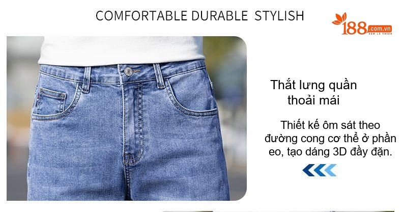 Quần Jeans Nam Ống Đứng Co Giãn Thoải Mái Phong Cách Casual Màu Xanh chi tiết 4