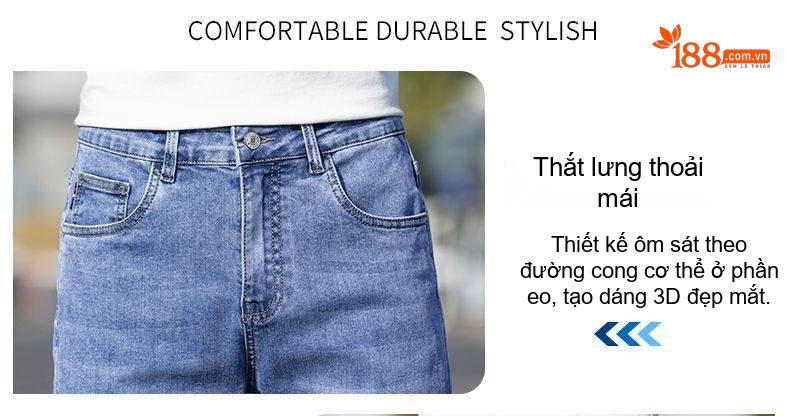 Quần Jean Nam Ống Đứng Co Giãn Thoải Mái Màu Xanh Đậm, Xanh Nhạt chi tiết 3