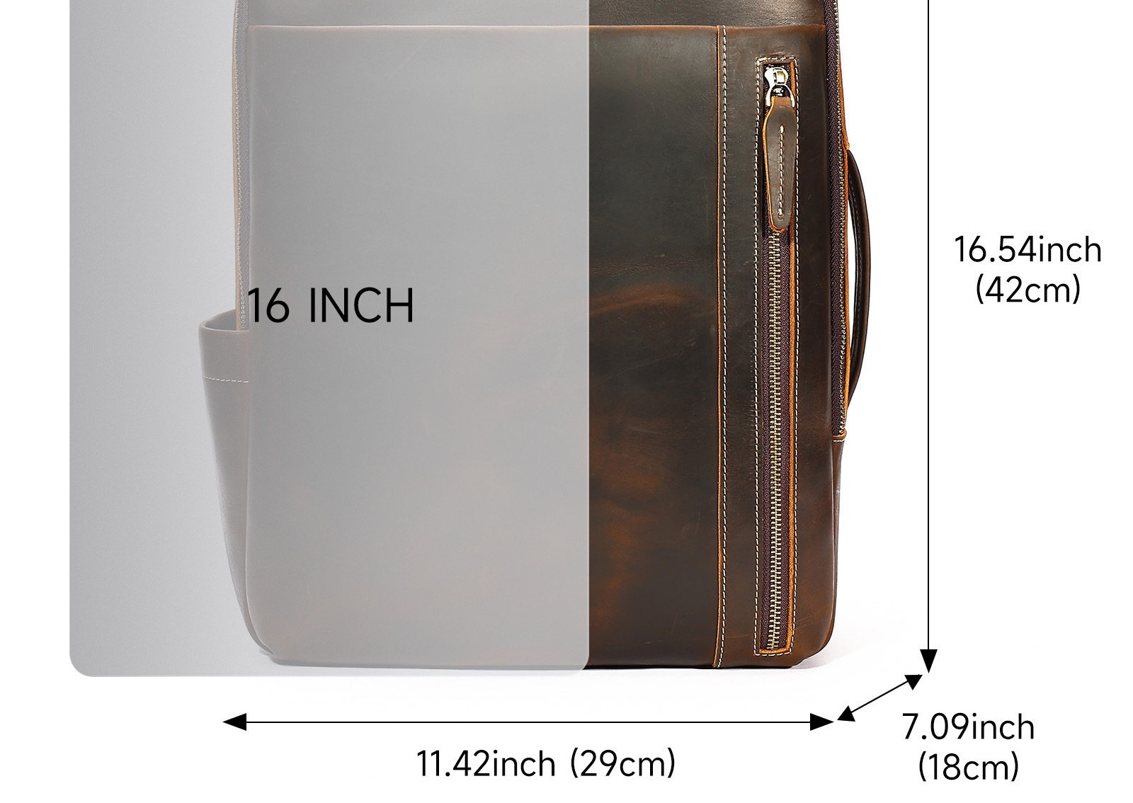 Balo Da Bò Nam Cao Cấp Đựng Laptop 16 Inch Phong Cách Doanh Nhân Màu Nâu