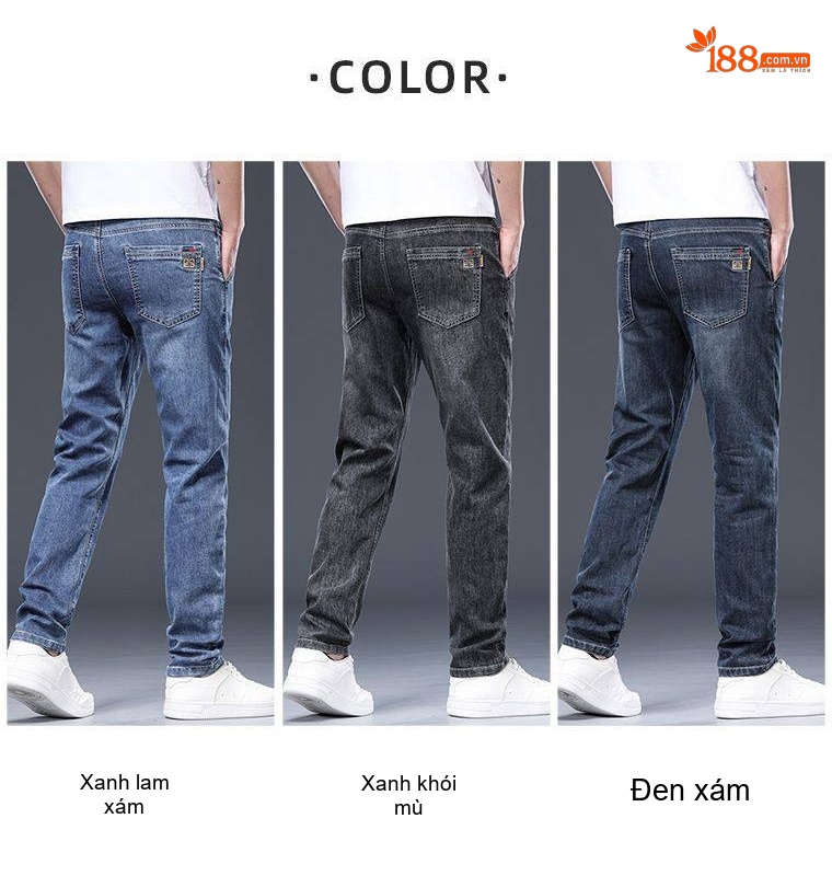 Quần Jean Nam Ống Đứng Co Giãn Màu Xanh Mờ, Xanh Đậm, Xám chi tiết 11