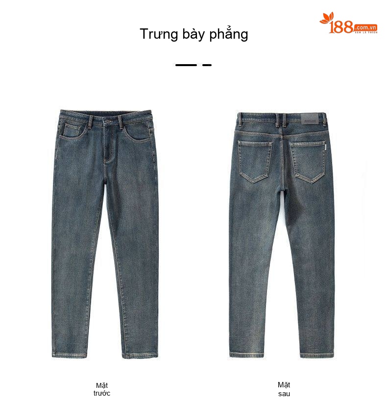 Quần Jean Nam Ống Đứng Lót Lông Dày Dặn Co Giãn Màu Xám Đậm, Đen chi tiết 10