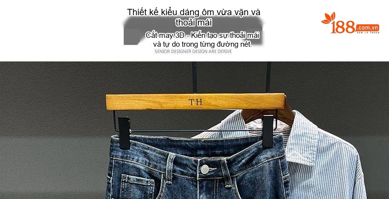Quần Jean Dáng Suông Nam Cotton Màu Xanh Nhạt, Xám, Đen chi tiết 13