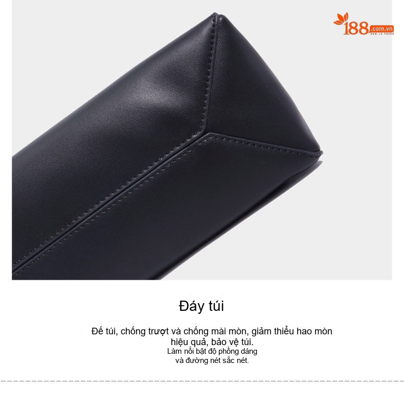 Túi Tote Nữ Da Bò Thiết Kế Độc Đáo Ba Kiểu Đeo Màu Đen, Nâu chi tiết 13