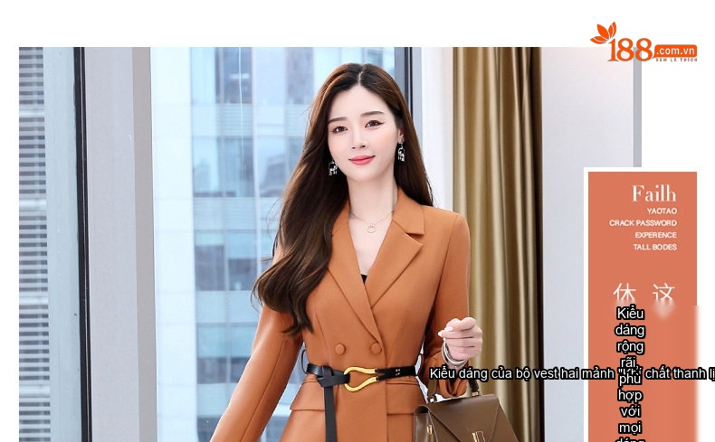 Bộ Vest Blazer Nữ Chân Váy Lưới Dáng Dài Thời Trang Thu Đông Màu Nâu, Đen, Xanh, Cam chi tiết 7