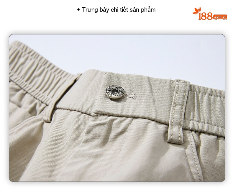 Quần Dài Nam Ống Rộng Cotton Dáng Suông Màu Kem, Nâu, Đen chi tiết 18