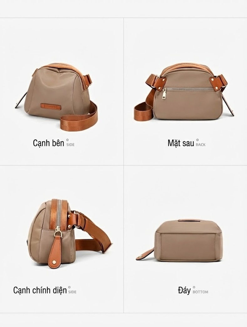 Túi đeo chéo nữ vải canvas mini kiểu dáng thể thao chi tiết 3