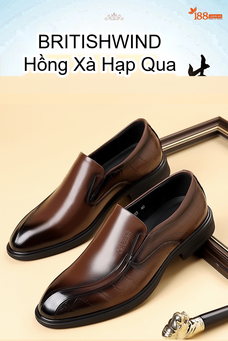 Giày Lười Nam Da Bò Mềm Mại Chiều Cao Đế Khoảng 3cm Màu Nâu, Đen chi tiết 1
